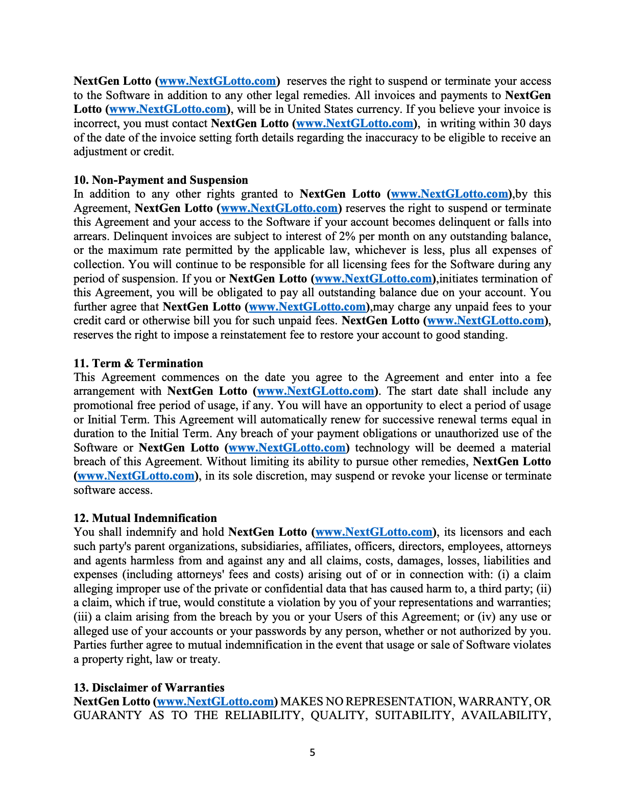 Agreement Page 5